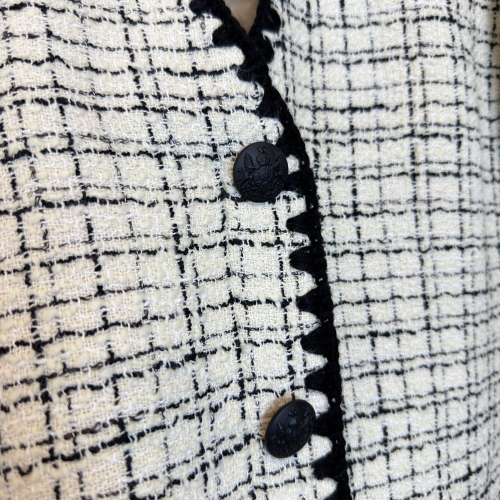 Veronica Beard Palatine Tweed Mini Dress White Black Sz 14 - Picture 6 of 11